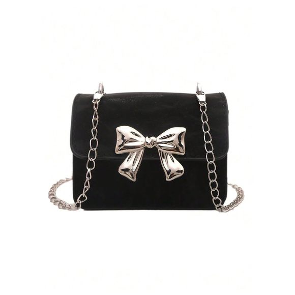Bowknot Mini Flap Handbag Chain Strap Mini Square Bag Cute Crossbody XD - Picture 1 of 5